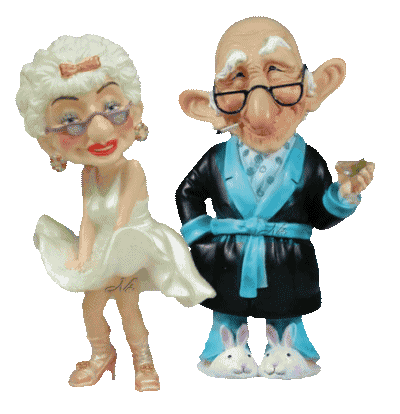 A woman walks up to an Old Man